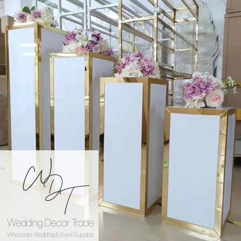 White & Gold Rectangular Pedestal Set