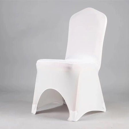 Plain Arched Front Chair Cover - White