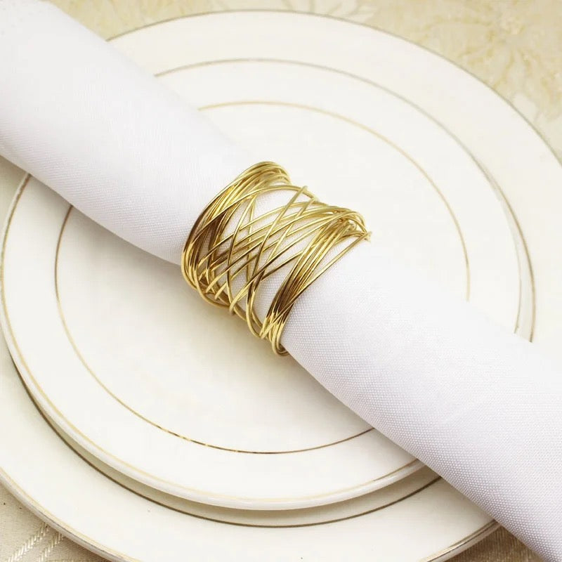 Gold Wire Effect Napkin Rings - x6
