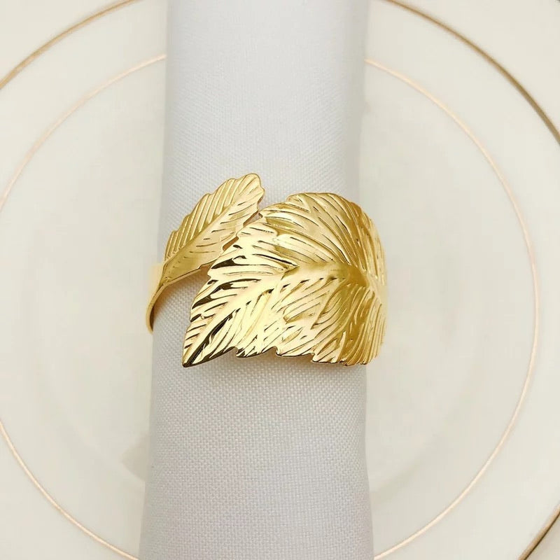 Napkin Rings x6 - Gold Leaf Wrap
