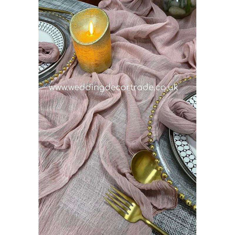 Cheesecloth Table Runner - Dusky Pink