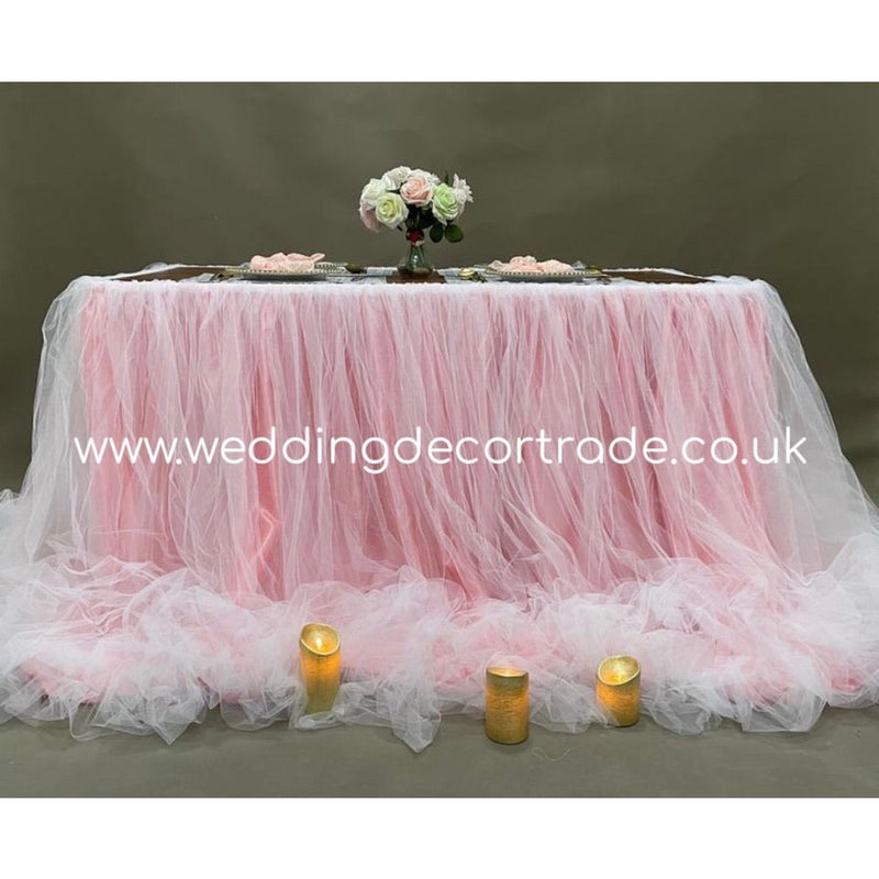 Luxury Tulle Table Skirt - Pink