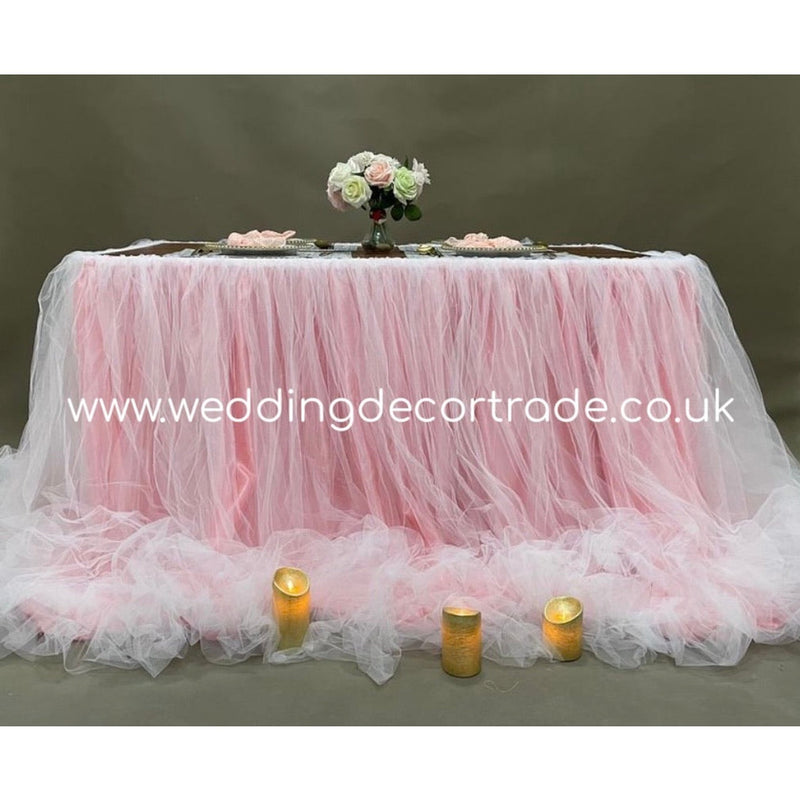 Luxury Tulle Table Skirt Pink