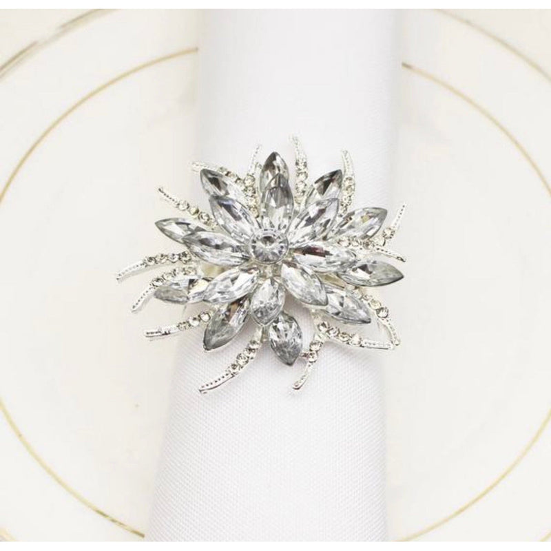 Premium Snowflake Napkin Rings x6 - Silver
