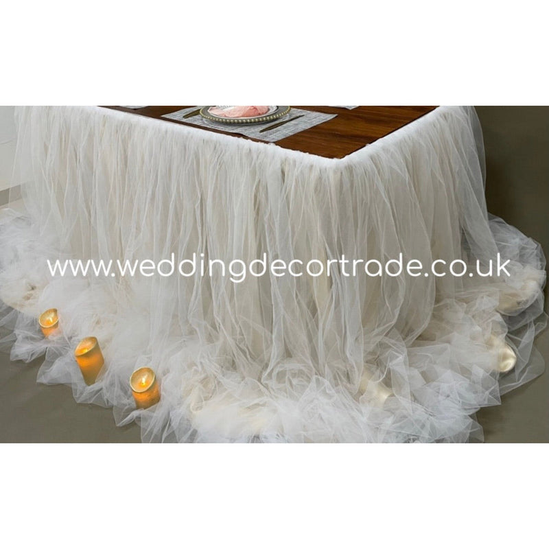 Luxury Tulle Table Skirt - Nude / Champagne