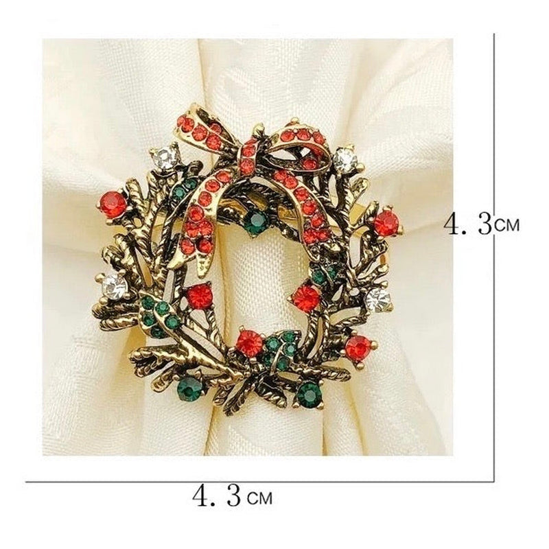 Christmas Wreath Design Napkin Rings x6