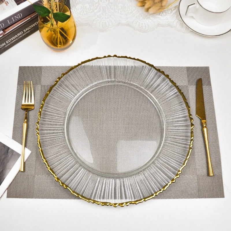 Gold Edge Rim Glass Charger Plate