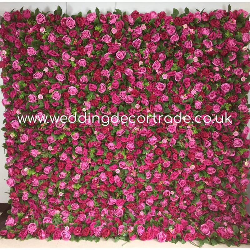Hot Pink Pink Cloth Back Flower Wall - 2.4m