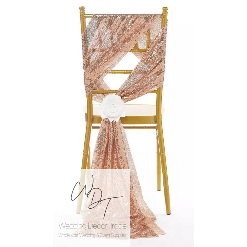 Sequin Chair Sash - Rose Gold