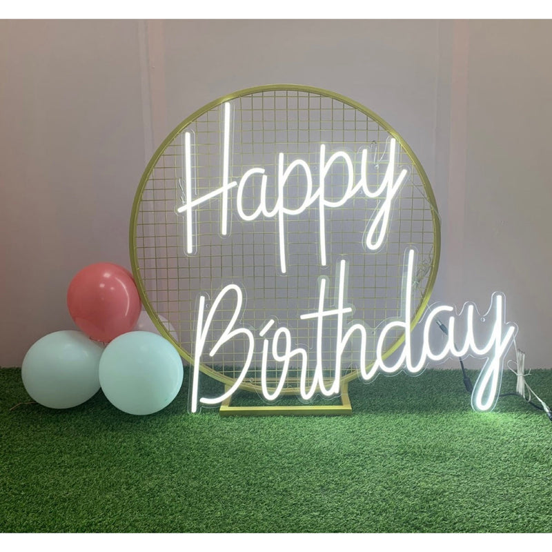 Neon Sign - Happy Birthday - White