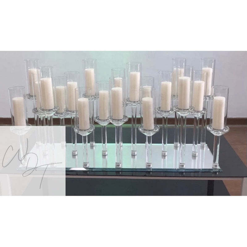 Glass Multi Candle Holder Centrepiece - 100cm