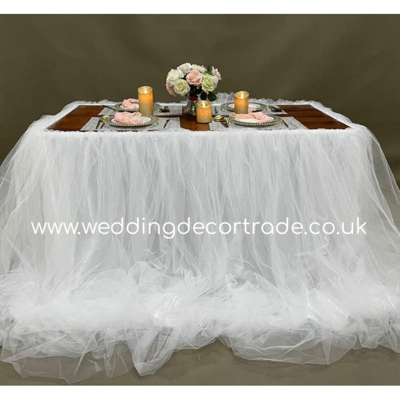 Luxury Tulle Table Skirt - White