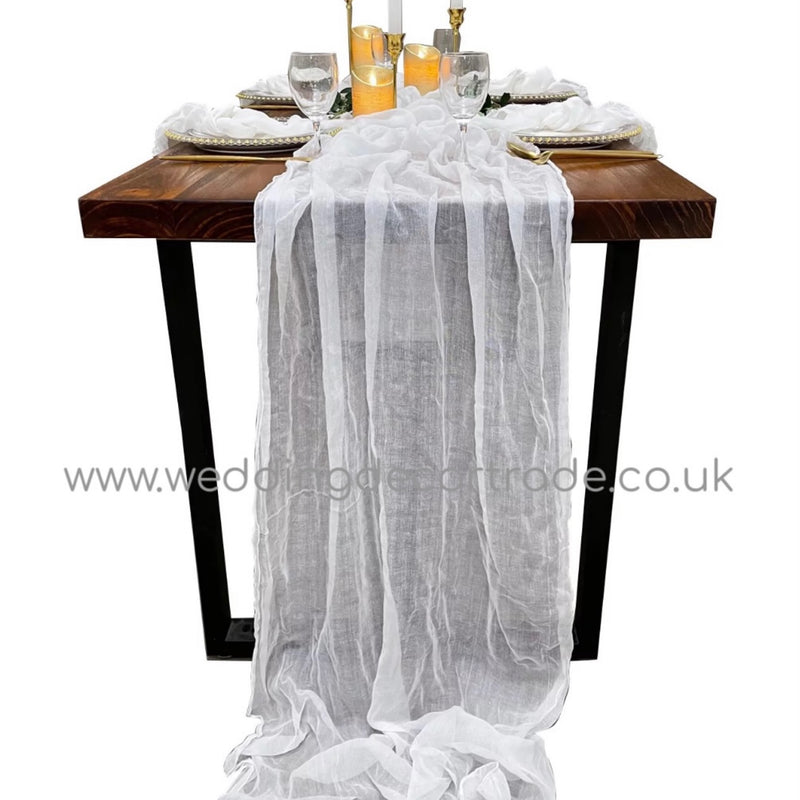 Cheesecloth Table Runner - White