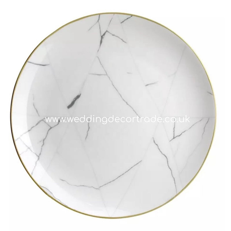 White & Gold Marble Effect Charger Plate