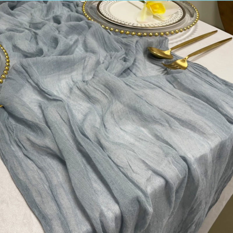 Cheesecloth Table Runner - Dusty Blue
