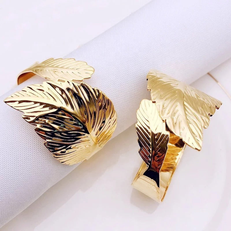 Napkin Rings x6 - Gold Leaf Wrap