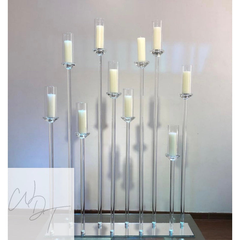 Glass Multi Candle Holder Centrepiece 100cm